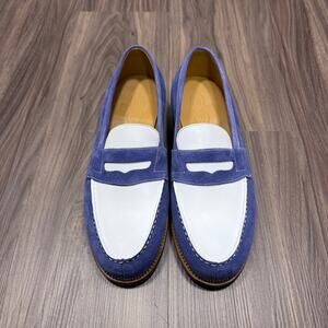 NIB JM Weston 180 Blue & White Penny Loafers Size 9.5US / 8.5UK